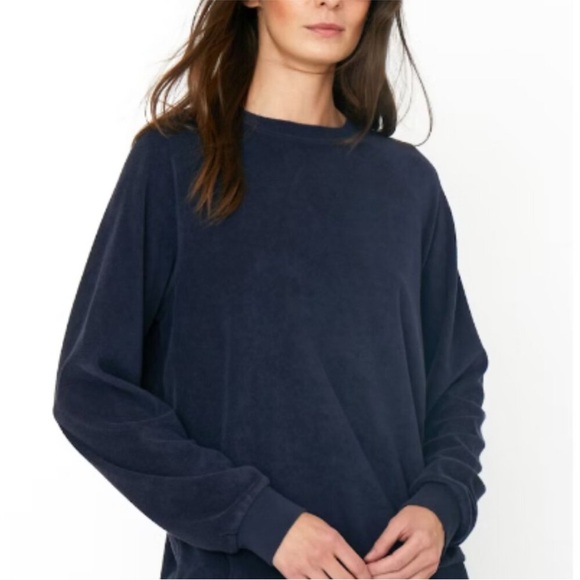Not for sale-KULE The Terry Franny Navy Terrycloth Crewneck Sweatshirt Joggers
